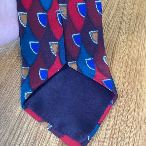 Vintage Zylos George Machado 100% Silk Multicolor Geo Print Tie Funky Retro - Picture 3 of 7